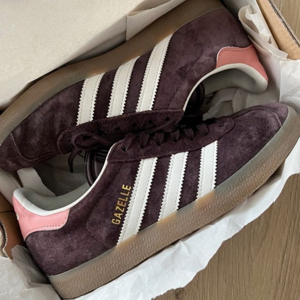 Adidas gazelles brown and pink